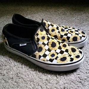 Vans Asher Checkerboard Sunflower Slip-Ons